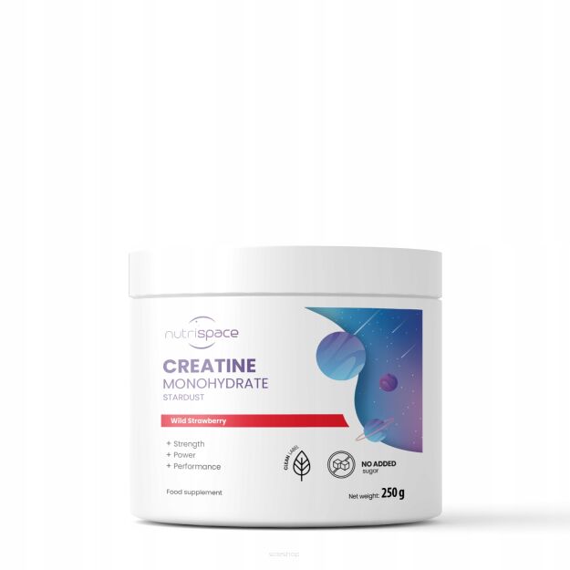 Kreatyna Monohydrat 250g Poziomkowa Siła Mięśnie Moc nutrispace Stardust
