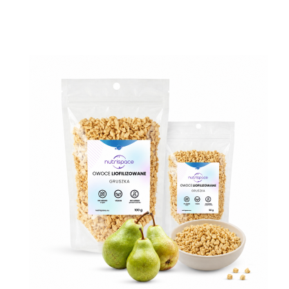 Owoce liofilizowane grys Gruszka 150g zestaw 100g+50g do owsianki deserów