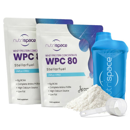 Zestaw nutrispace Czysta Odżywka Białko WPC 80 Koncentrat 2x1050g + Shaker