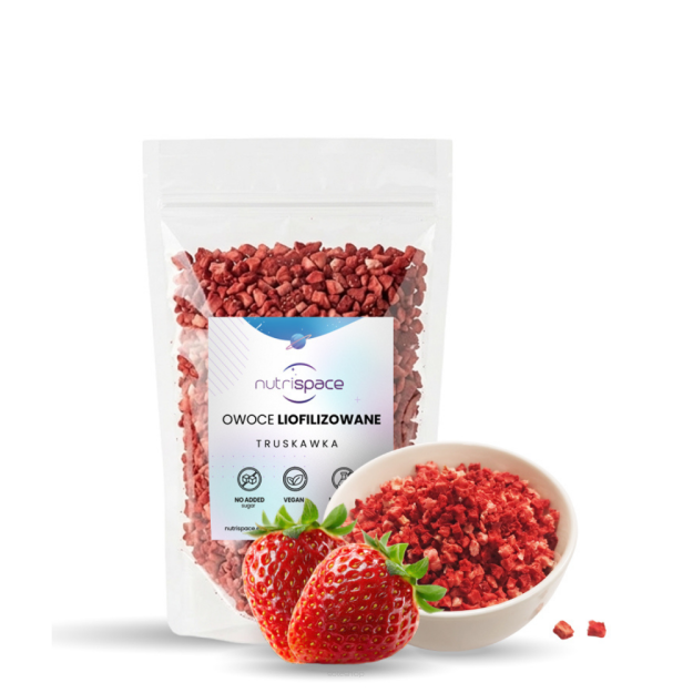 Truskawka Liofilizowana Grys 0-6mm 100% Naturalne nutrispace 200 g