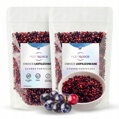 Owoce liofilizowane grys Czarna porzeczka 150g zestaw 100g+50g do owsianki