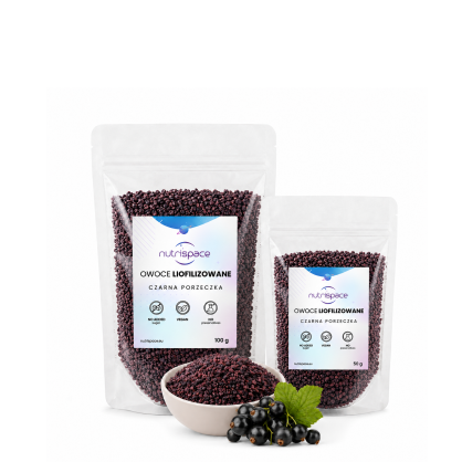 Owoce liofilizowane grys Czarna porzeczka 150g zestaw 100g+50g do owsianki