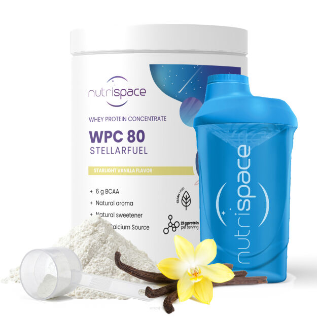 nutrispace Odżywka Białko WPC 80 Smak Waniliowy Zestaw 770 g + Shaker