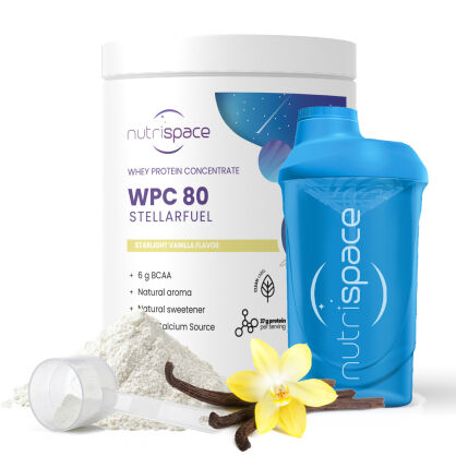 nutrispace Odżywka Białko WPC 80 Smak Waniliowy Zestaw 770 g + Shaker