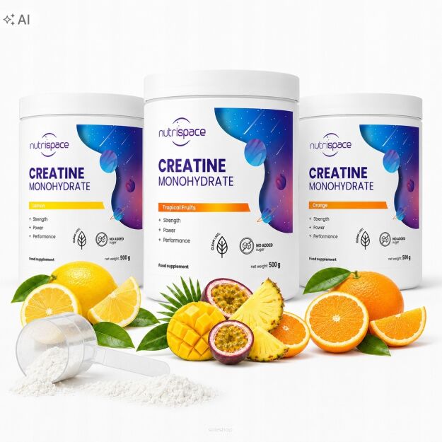nutrispace Kreatyna Monohydrat 3x500g Zestaw 3 Smaki Kreatyny