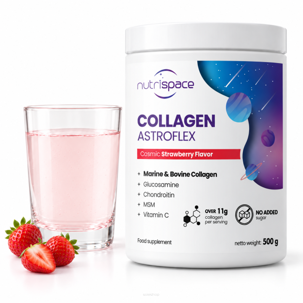 Kolagen na Stawy Wołowy Rybi 11417 mg Glukozamina Chondroityna MSM Truskawka 500 g Witam C