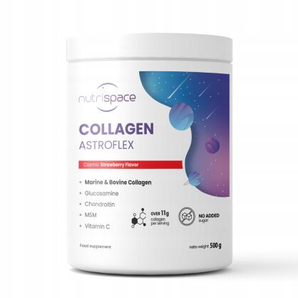 Kolagen Truskawkowy Proszek na Stawy Rybi Wołowy nutrispace Astroflex 500g