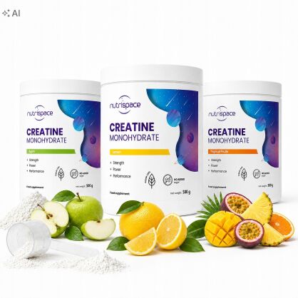 nutrispace Kreatyna Monohydrat 3x500g Zestaw 3 Smaki Kreatyny