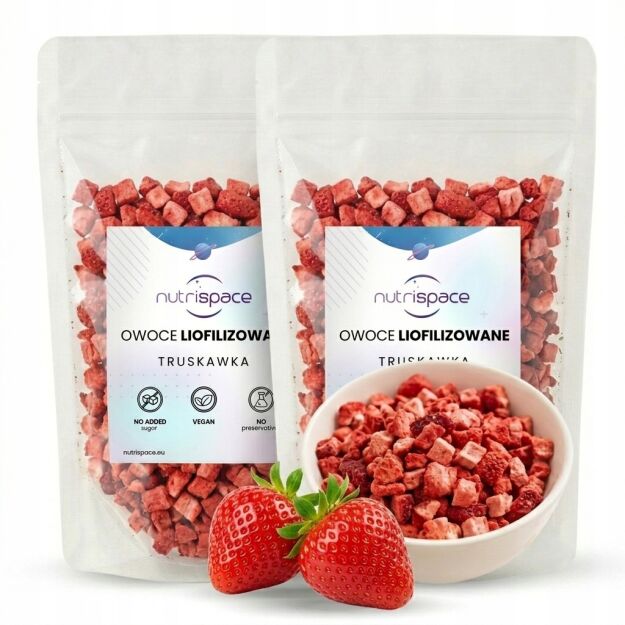Owoce liofilizowane grys Truskawka 150g zestaw 100g+50g do owsianki deserów
