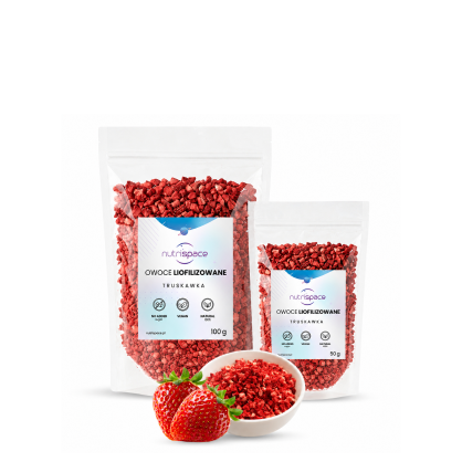 Owoce liofilizowane grys Truskawka 150g zestaw 100g+50g do owsianki deserów