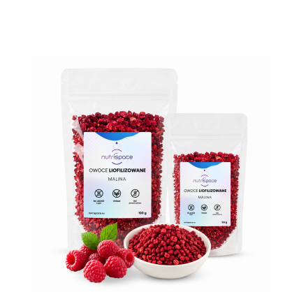 Owoce liofilizowane grys Malina 150g zestaw 100g+50g do owsianki deserów