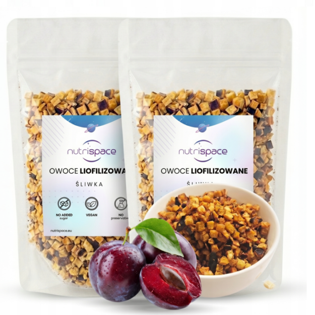 Owoce liofilizowane grys Śliwka 150g zestaw 100g+50g do owsianki deserów